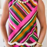 Multi Striped Fringe Top and Pant Set