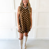 Polka Dot Mini Dress - Mocha Mouse