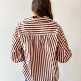 Long Sleeved Striped Shirt -Pink-Brown