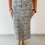Animal Print Slit Skirt