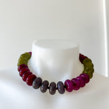 Baccus Bead Necklace Olive/Plum Multi