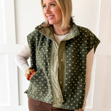Polka Dot Sherpa Vest- Olive