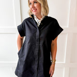 Mini Dress With Hidden Button Placket - Black
