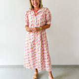 Floral Ruffled Neck Dress - Lavendar