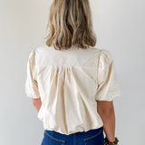 Puff Sleeve Bubble Hem Top - Ecru