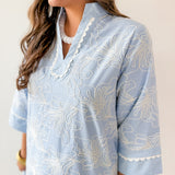Scallop Trim 3D Embroidery Shift Dress
