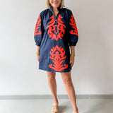 Baroque Applique Dress - Marine/OJ