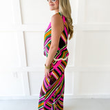 Multi Striped Fringe Top and Pant Set