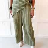 Stripe Overlay Pants - Olive