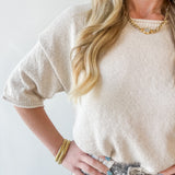 Raw Edge Knit Sweater- Oatmeal
