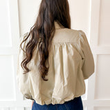 Puff Sleeve Bubble Hem Jacket- Ecru