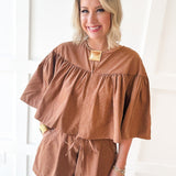 Cape Top & Short Set - Camel