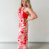Braided Edge Tropical Halter Dress
