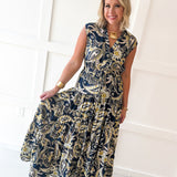 Floral Print Collared Maxi Dress