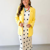Bouble Breast Linen Blazer- Yellow