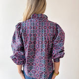 High Neck Ruffled Floral Top