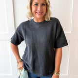 Comfy Sweater Top - Charcoal