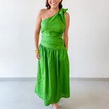 Linen One Shoulder Tie strap Maxi Dress