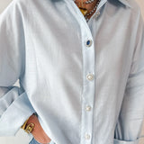 Light Blue Satin Button Long Shirt