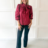 Bow Striped Top - Red Brown