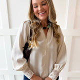 Split Neck Blouse - Ecru