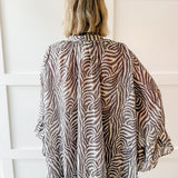 Zebra Peasant Blouse - Cream