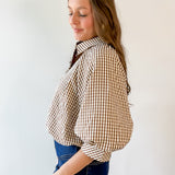 Brown Gingham Bubble Top
