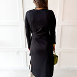 Gathered Detailed Midi Dress - Black
