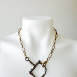 Two Tone Horsebit Necklace Rhodium