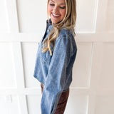 Acid Wash Boxy Denim Shirt