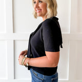 Top with Contrast Sweater- Black