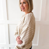 Striped Fish Sweater - Taupe/Sand