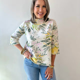 Floral Flared Sleeve Mock Neck Sweater