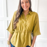 Pull Waist Utility Shirt - Olive