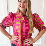 Geo Abstact Print Top - Plum