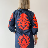 Baroque Applique Dress - Marine/OJ