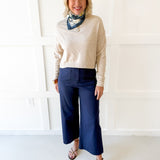 Soft Washed Wide Leg Pants -Navy