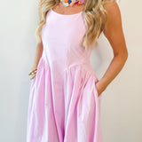 A Line Poplin Dress - Lavender Pink