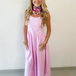 A Line Poplin Dress - Lavender Pink