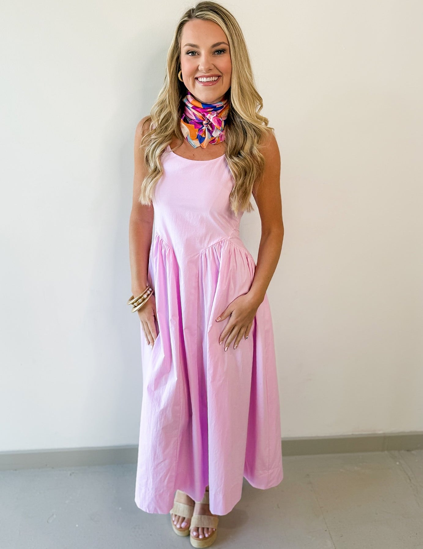 A Line Poplin Dress - Lavender Pink