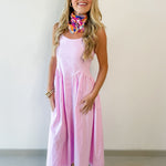 A Line Poplin Dress - Lavender Pink