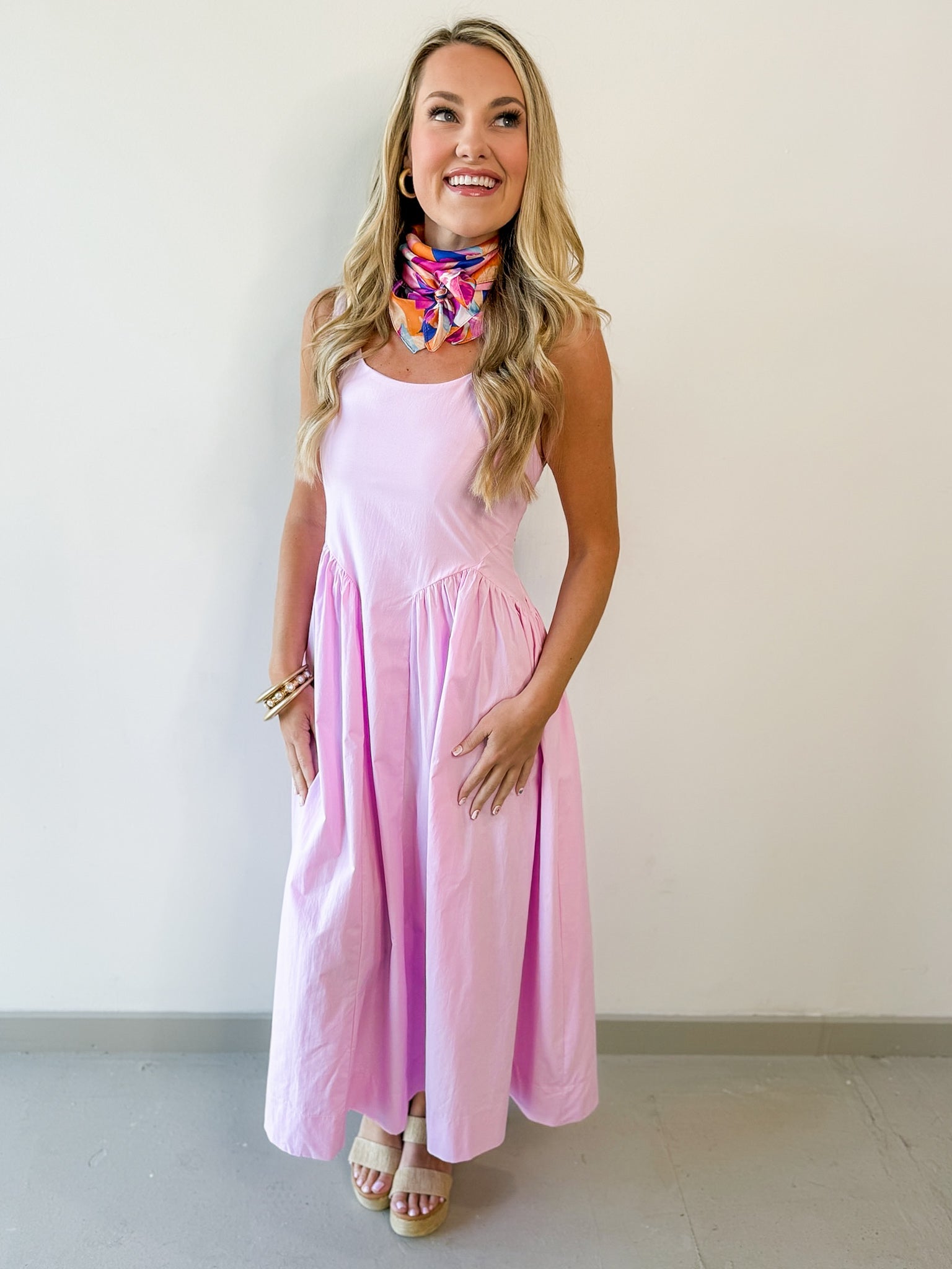 A Line Poplin Dress - Lavender Pink