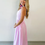 A Line Poplin Dress - Lavender Pink