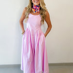 A Line Poplin Dress - Lavender Pink