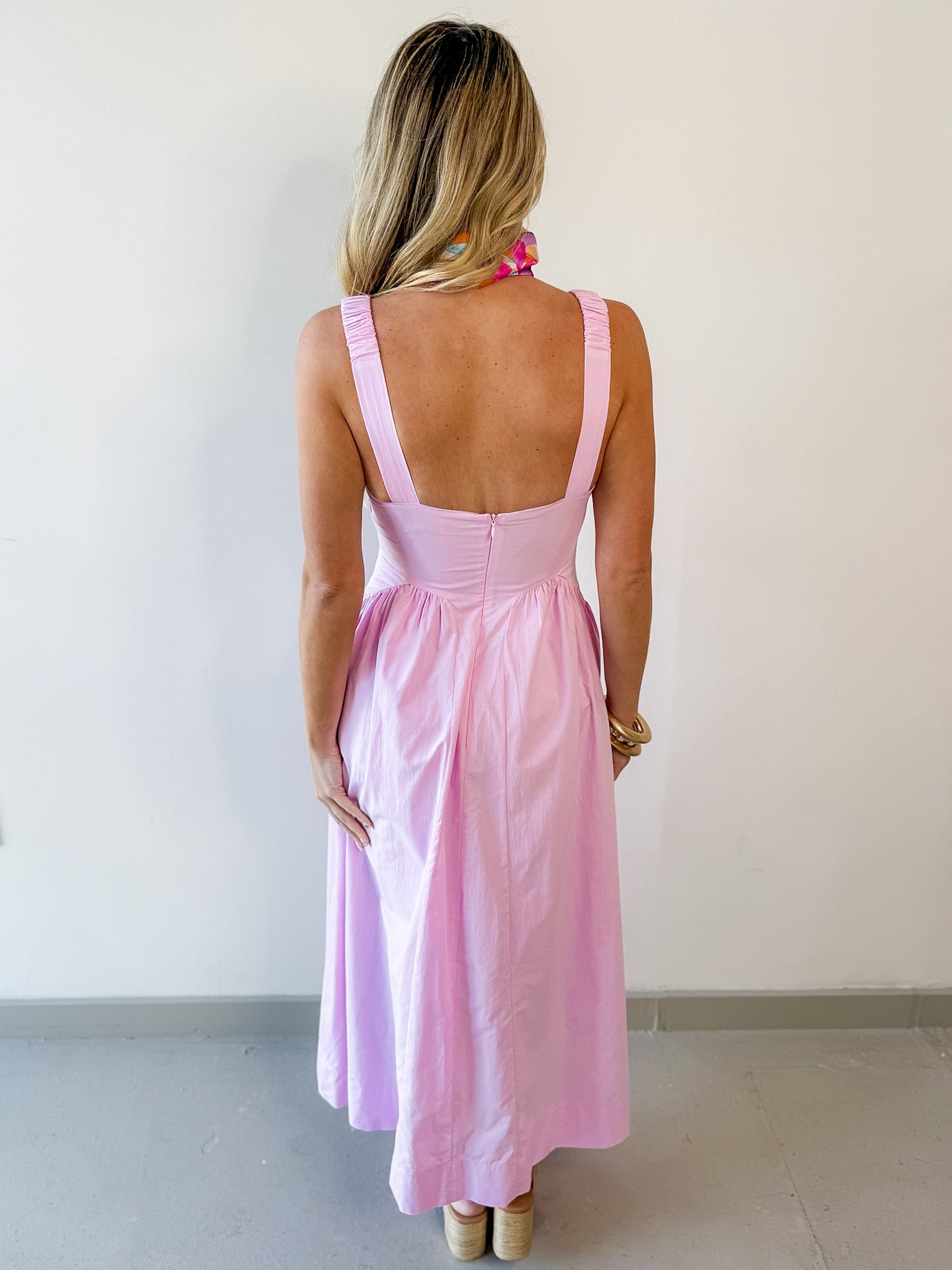 A Line Poplin Dress - Lavender Pink