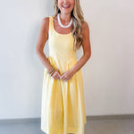 A Line Poplin Dress - Pale Yellow