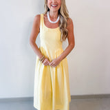 A Line Poplin Dress - Pale Yellow