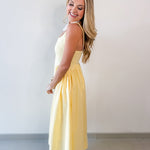 A Line Poplin Dress - Pale Yellow