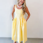 A Line Poplin Dress - Pale Yellow