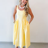 A Line Poplin Dress - Pale Yellow